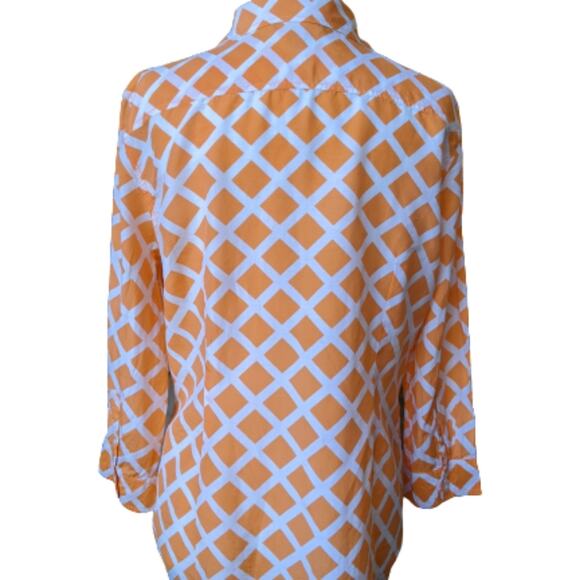 JCPENNEY Orange & White Silk Blend Top M - Picture 3 of 6
